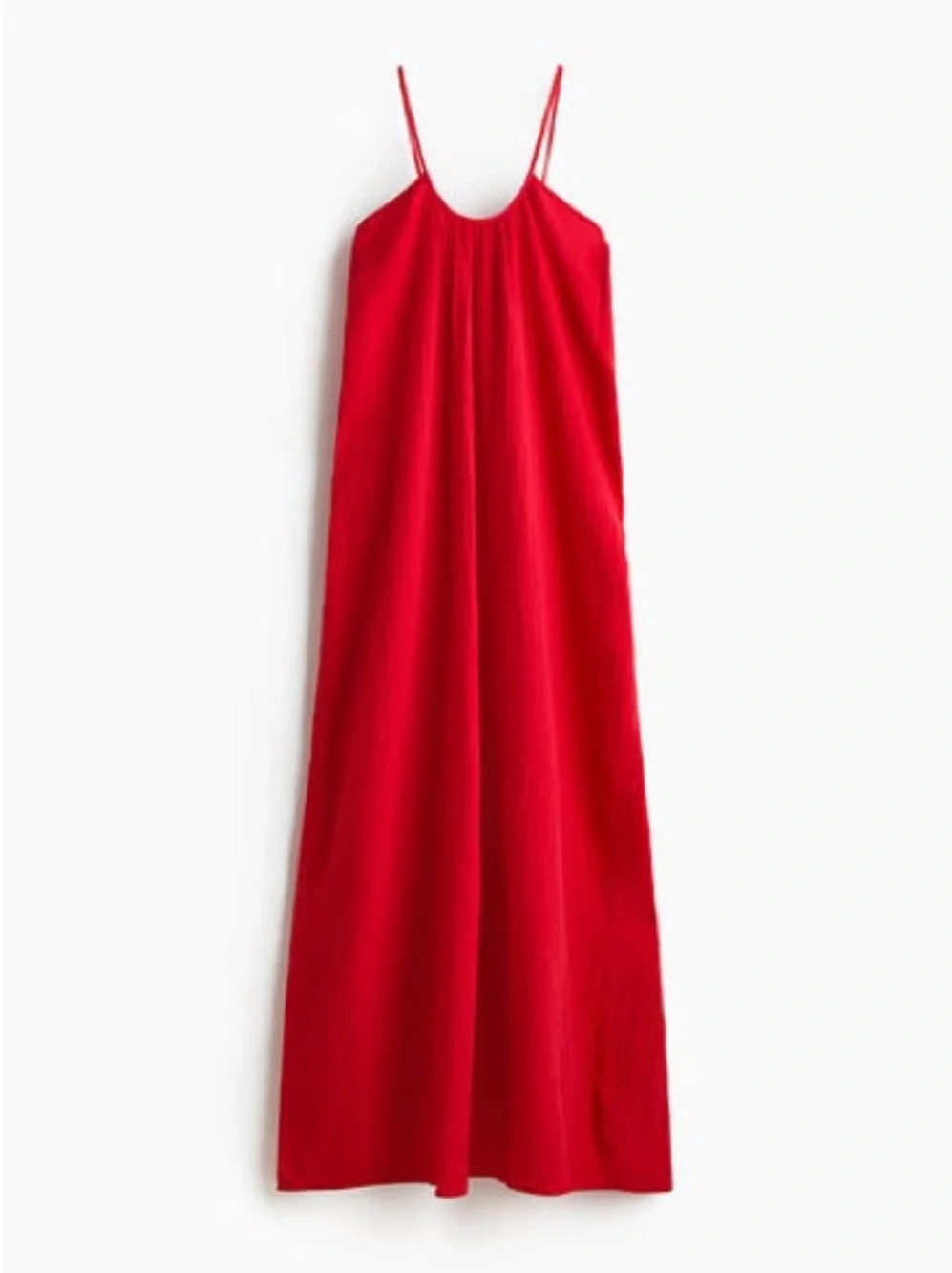 h&m red cotton dress Ladies - Brown Ruched Linen-Blend Dress - Size: S